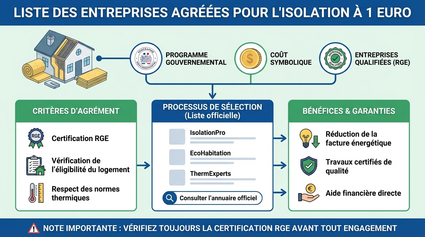 Liste des entreprises agréées pour l'isolation à 1 euro